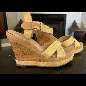 Spring summer wedges sandal. Tan size 9